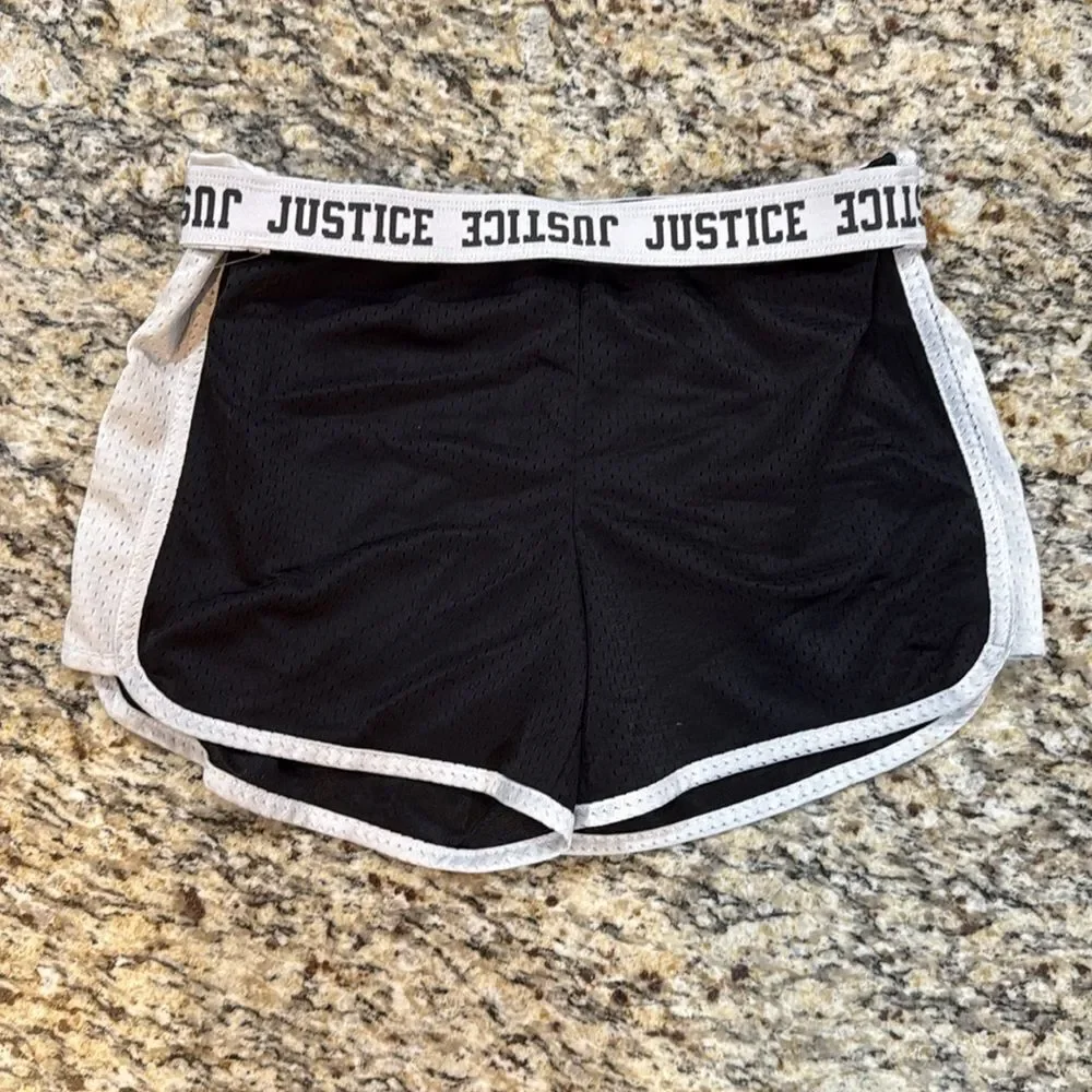 Justice Black and Gray Kids Athletic mesh fold over Shorts